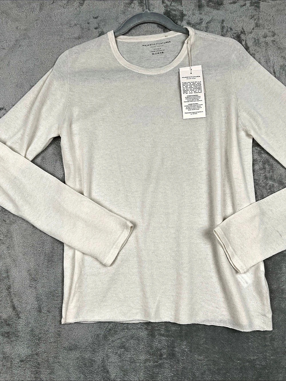NEW Majestic Filatures M Deluxe Tricot 100% Cashmere Crewneck in White